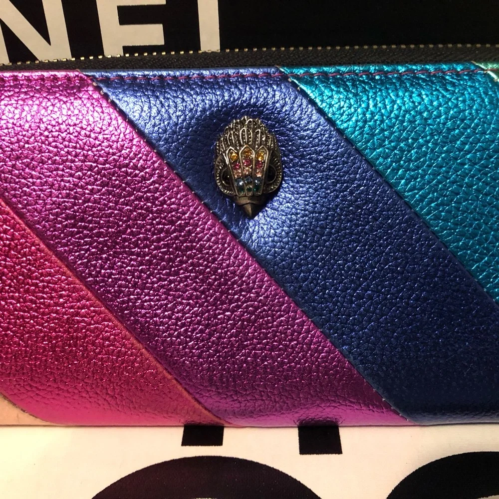 Auth Rainbow 🌈 Kurt Geiger Metallic Leather Large Wallet - Picture 10 of 13